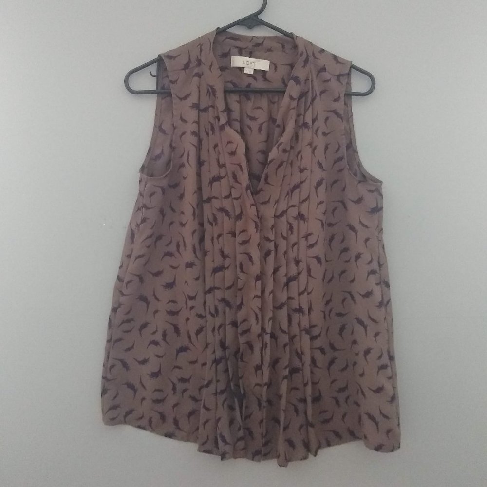 brown and violet LOFT blouse size M